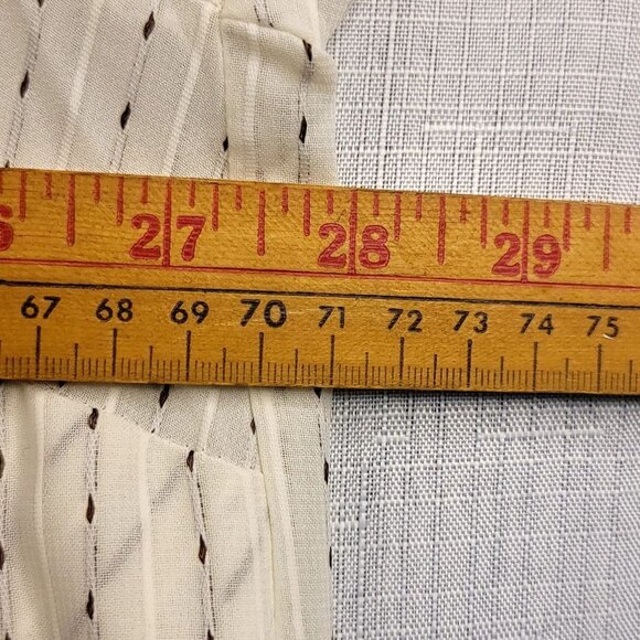 Maggie Barnes Womens Plus Size 2X White Striped Button-Up Blouse Flowy Sheer - Picture 7 of 8